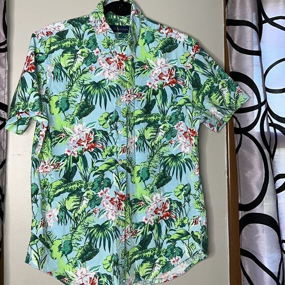 Mens Ralph Lauren Blue Label Tropical Button Down Shirt Size Medium - Picture 3 of 10